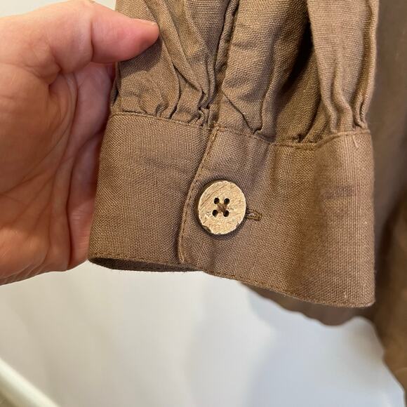 Free People Leyla Romper NWT Size M Linen Cotton Blend Tan Beachy Oversized - Picture 5 of 12